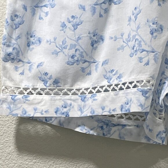NWT, CAROLINE CONSTAS 2 Piece Cami/Shorts Woven Pajama Set, White/Blue - S - Picture 9 of 15